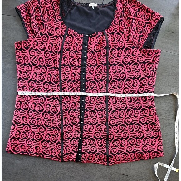 Avenue Y2k Red Black Lace Overlay Corset Close Top Size 3XL WhimsyGoth Fairy - Picture 5 of 9